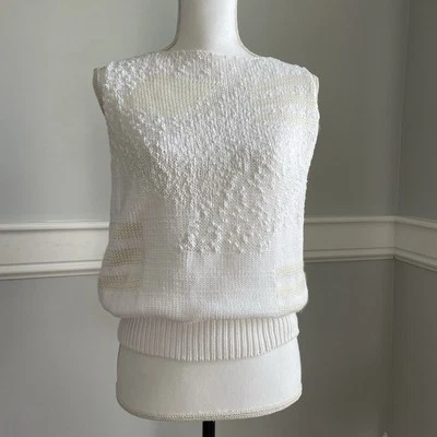 Chaleco Suéter Liz Claiborne Vintage Sin Mangas Blanco Crema Años 80-90 Era Talla M Foto 1 de 4