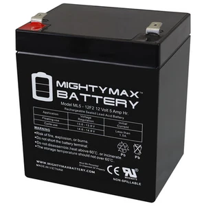Mighty Max 12V 5Ah F2 SLA Replacement Battery for Leoch DJW12-5.0T - Picture 1 of 6