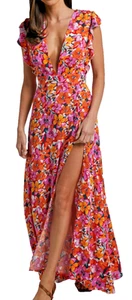 Showpo Mujer DYLIAH MAXI VESTIDO VOLANTE HOMBRO CUELLO PROFUNDO Talla 4 Primavera Floral - Imagen 1 de 8