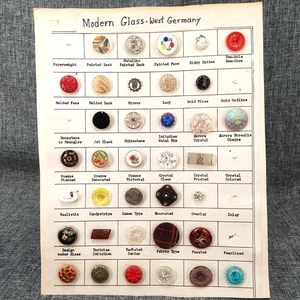 36 Vintage West German Glass Buttons Assorted Colors/Designs on Collector's Card - Picture 1 of 16