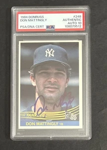 1984 DONRUSS #248 DON MATTINGLY RC YANKEES PSA DNA AUTO 10 - Picture 1 of 2