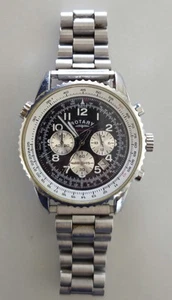 Rotary Chronograph Stainless Steel Men's Watch - Black Dial - working - Picture 1 of 4