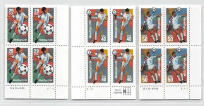 US Scott # 2834, 2835 & 2836 (3) Plate Blocks Of 4 Stamps Each MNH, World Cup 94 - Image 1 of 2