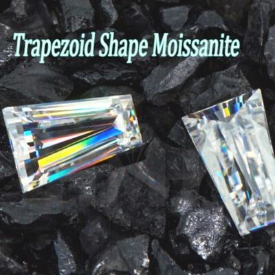 Trapezoid Shape White D VVS1 Baguette Loose Moissanite Stones Gemstones DIY - Image 1 of 4