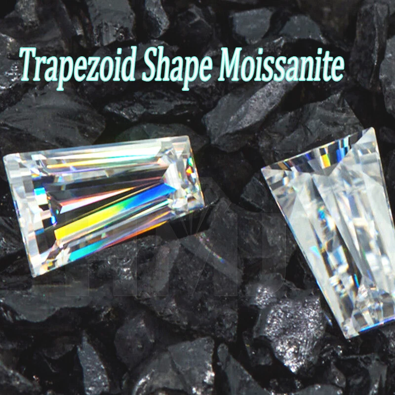 Trapezoid Shape White D VVS1 Baguette Loose Moissanite Stones Gemstones DIY - Image 1 of 4