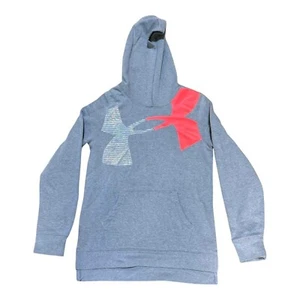 Under Armour Youth Large Loose Fit ColdGear Hoodie Grey With Red & Silver Logo - Picture 1 of 5