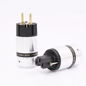 Pair Hi End Gold Plated EU Schuko Power plug IEC Connector for DIY Mains cable - Picture 1 of 5