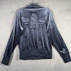 Adidas Originals Track Jacket Womens M Ink Blue Luxe Velvet Firebird Trefoil - Picture 1 of 15