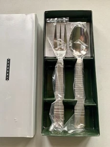 Sasaki Sienna Frost 2 pc Serving Set Stainless Spoon Fork Robert AM Stern Design - Picture 1 of 12