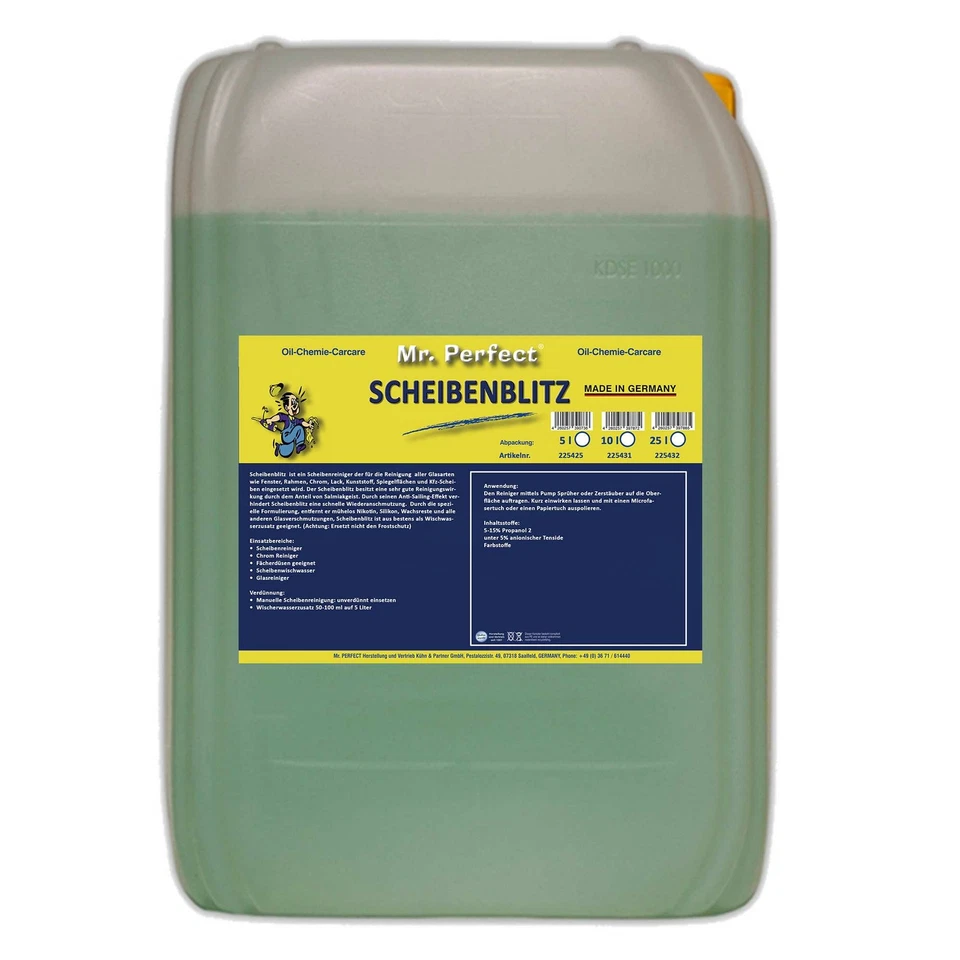 Mr. Limpiador de cristales Perfect® 25L - Limpiador de cristales adecuado para todo tipo de vidrio - Imagen 1 de 1