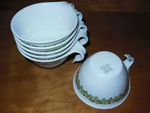 Vintage Corning Corelle Livingware Green Spring Blossom Hook Handle Tea Cups (6) - Picture 1 of 2