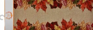 Long Tapestry Table Runner, 13" x 72", FALL, LEAVES ON TOP & THE BOTTOM, HC - Picture 1 of 11