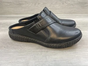 Clarks Caroline Bay 26179513 Women's Clog Mule Comfort Slip-On Leather 11W Black - Picture 1 of 8