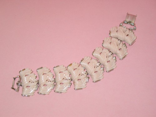 OFF WHITE Star ~ Bracciale Maglia Vintage Tono Argento & Lucite Forma Libera