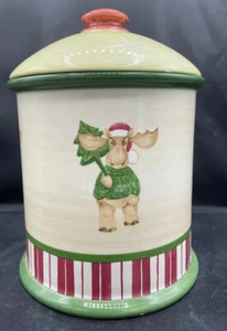 Tarro de galletas de Navidad de reno Villeroy & Boch “Diversión navideña” decoración a rayas navideñas - Imagen 1 de 12