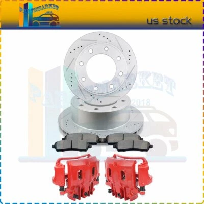 Rear Brake Rotors Ceramic Pads with Calipers Kit For Ford F-250 F-350 Super Duty Foto 1 de 4