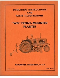 Maceta Allis Chalmers WD montada en la parte delantera 2 filas manual del propietario y piezas - Imagen 1 de 4