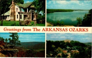 Chrome Postcard Banner Greetings from Arkansas Ozarks Multiview PM 1964 AR - Picture 1 of 2