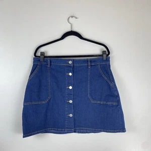 Grace Karin Womens 2XL Denim Skirt Button Front Pencil Pockets Blue Jean 17” - Picture 1 of 8