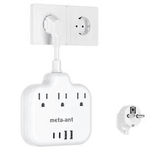 European Travel Plug Adapter USB C, International Plug Adapter, US to Europe ... - Picture 1 of 7