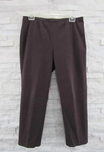 Eileen Fisher Peat Brown Stretch Cotton Tapered Leg Zip Capris Cropped Pants PM - Picture 1 of 5