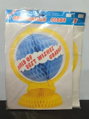 Lot of 2 Amscan Paper "Graduation Globe" Party Decoration Vintage Centerpieces - Image 1 of 2