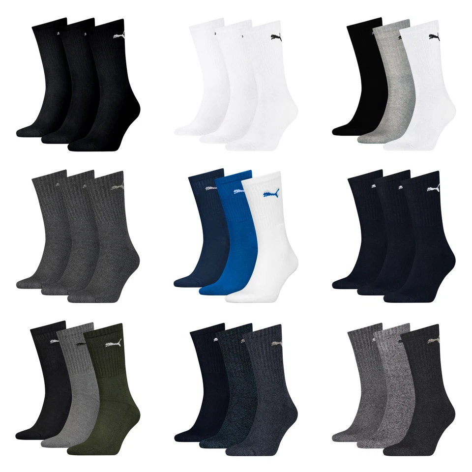 3, 6, 9, 12, 18 Paar PUMA unisex Sportsocken Tennissocken Sport Crew - Bild 1 von 1