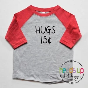 Niño o niña pequeños abraza 15 centavos camisa raglan bebé camiseta de San Valentín - Imagen 1 de 3