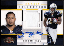 2010 Threads Rookie Materials Autograph Prime Ryan Mathews Auto #/15 - CHARGERS