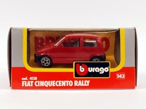 Burago Fiat Cinquecento Rally Red 1:43 scale diecast model #4138 new in box - Picture 1 of 9