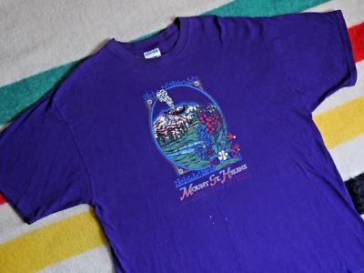 Camiseta De Colección Años 90 JERZEES Mt St Helens Volcano WA Arte Exterior Púrpura XL Foto 1 de 4