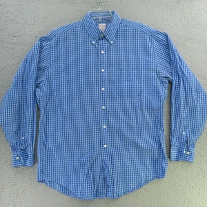 Brooks Brothers Shirt Mens Large Blue Check Long Sleeve Button Up 346 - Picture 1 of 7