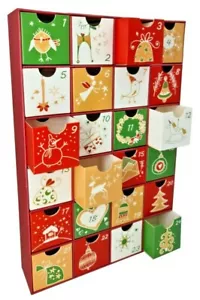 Fill your Own Advent Calendar 1-24 Days Draws Christmas Countdown RED - Picture 1 of 6