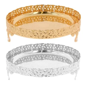 Vassoio da portata oro grande piatto decorativo rotondo argento vassoio Paandan - Foto 1 di 20