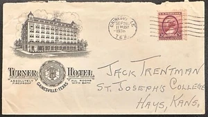 US #784 on Turner Hotel, Gainesville, TX 1936 Cover; advertising *d - Picture 1 of 2