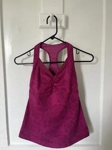 Lulumelon Floral Patterned Maroon/Purple Tank Top with Built in Bra Size Small - Picture 1 of 2