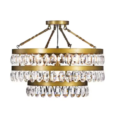 HD Direct 23 in. 7-Light Chandelier Style Bronze Semi Flush Mount - Image 1 of 4