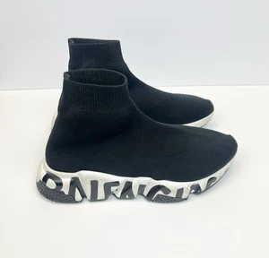 Balenciaga Womens Speed Trainer Graffiti  Black US Size 6 - Picture 1 of 13