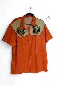 Herren Orange Western Hemd Cowboy Skelett Grafik Größe 2XL - Bild 1 von 2