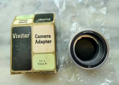 Adaptador de cámara Vivitar vintage, Nikon F, TA-3, en caja original Foto 1 de 4