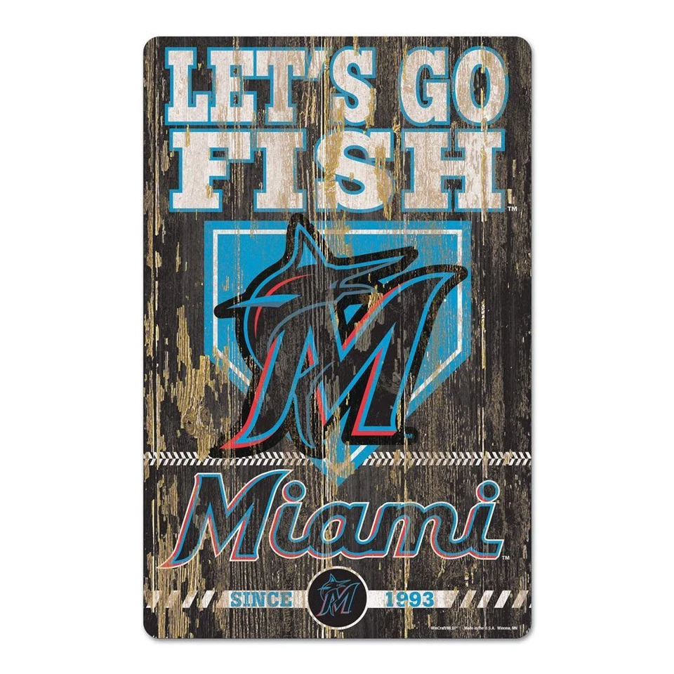Miami Marlins Sign 11x17 Wood Slogan Design - Image 1 of 1