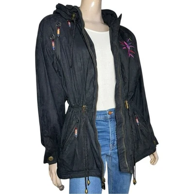 Chaqueta de Invierno Skea Paris Vail Vintage Talla 6 Negra Sunburst Cuentas Borla Gamuza Foto 1 de 4