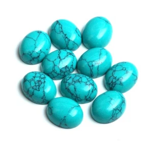 AAA Howlite Turquoise Oval Flat Back Loose Gemstone For All Type Jewelry - Picture 1 of 14