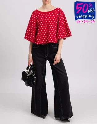 RRP €620 EXTREME CASHMERE Cashmere Poncho One Size Polka Dot Boat Neck - Image 1 of 4