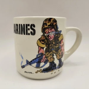 Vintage 1988 Marines Mug US Marine Riffle Grenade Knife USMC Jarhead Starr - Photo 1/5