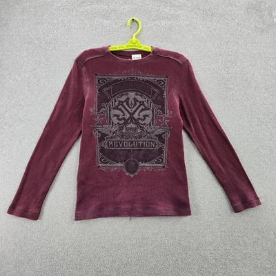 Camisa masculina Helix gráfica vermelha média Y2K grunge revolução brasão manga longa - Imagem 1 de 4