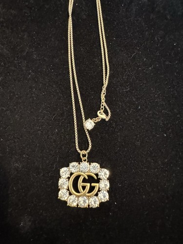 Collana donna AUTENTICA GUCCI cristallo tono oro antico usata BELLA 20 pollici