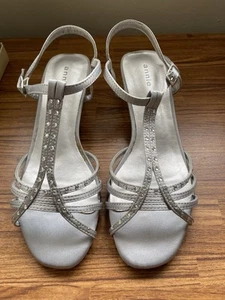 Annie Schuhe silberne Sandalen mit Strass, 6M - Bild 1 von 6