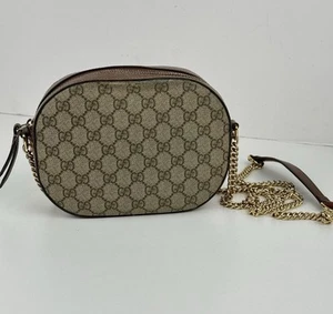 Gucci GG Supreme Monogram Cuoio Toscano Mini Chain Shoulder Bag Beige Ebony Cuir - Bild 1 von 13