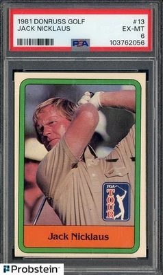 1981 Donruss Golf #13 Jack Nicklaus RC Rookie HOF PSA 6 EX-MT - Image 1 of 2